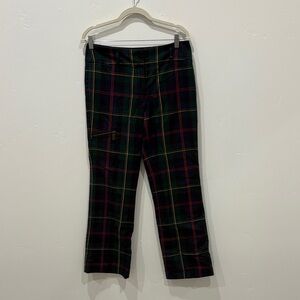 Tommy Hilfiger Green Plaid Trousers with Yellow Stripe